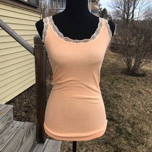 OLD NAVY LONG TANK *SIZE SMALL *LT ORANGE RIBBED STRETCH LACE *EUC